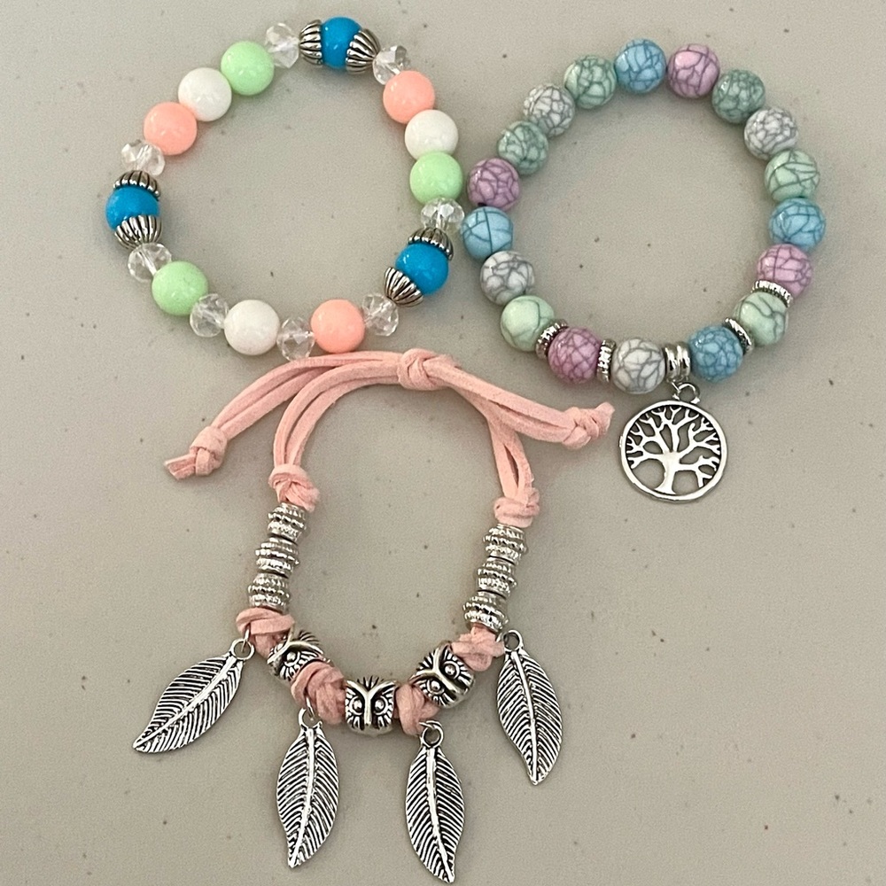 Owl Leaf Boho Bracelet Set